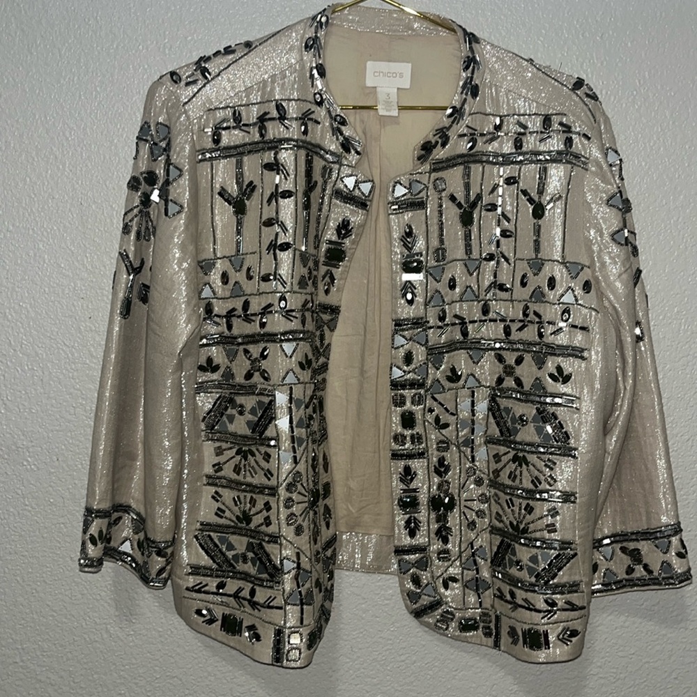 Cotton and Metallic embellished Chico jacket size 3